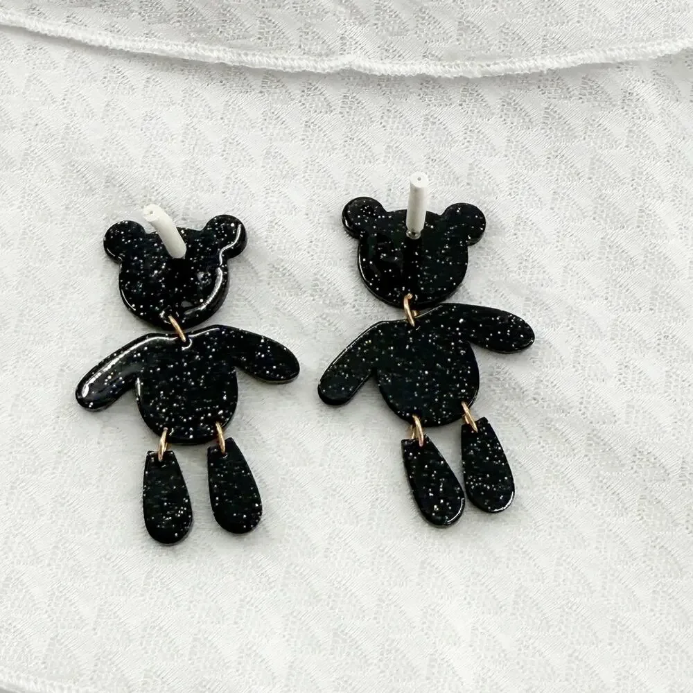 Creepy Teddy Earrings, Halloween Jewelry, Punk, Goth, Emo, Novelty Earrings